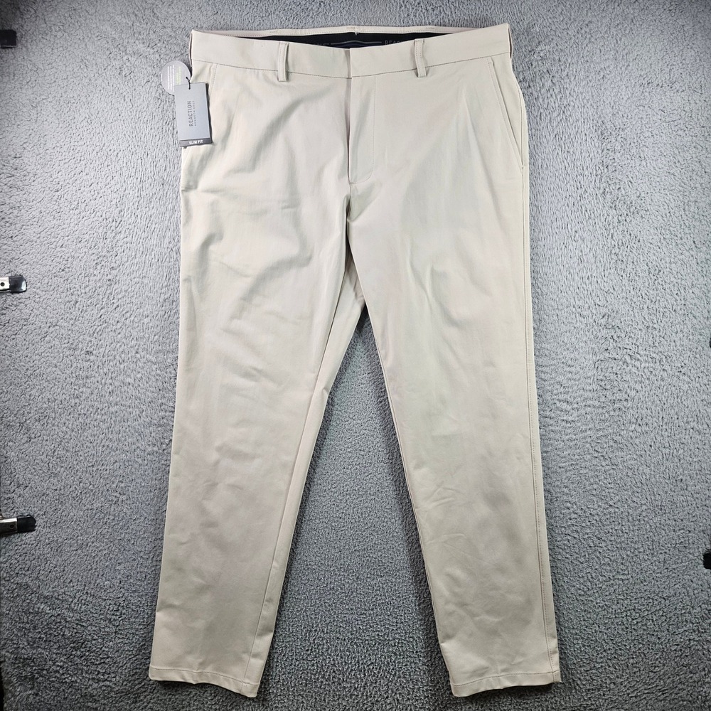 NEW KENNETH COLE Reaction Mens 38W x 32L‎ Sand Slim Fit Knit Dress Pants